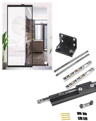 Generico Set Completo di ferramenta for Porte Invisibili Ghost, Binario Nascosto a Chiusura Ammortizzata a 2 Vie for Porte in Legno/Alluminio, Facile Installazione(120cm/3.9ft)