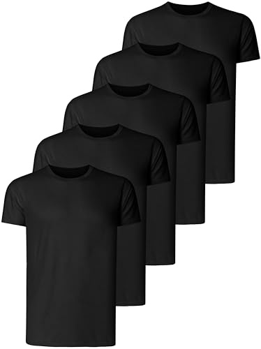 Teesmen Men's T-Shirts 5 Pack Short Sleeve Crew Neck UK Plain Cotton