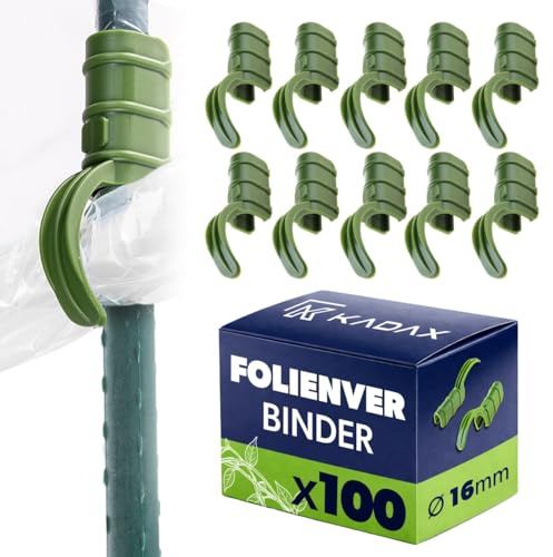 KADAX Morsetti per serra Ø 16 mm, 100 pezzi, clip per serra in plastica, per il fissaggio sicuro di pellicola e rete ombreggiante ai tubi