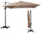 COSTWAY Ombrellone da Giardino, 300 x 300 cm, Ombrellone da Esterno con 3 Inclinazioni, Rotazione a 360°, Manovella, 8 Stecche, Base Incrociata (Caffè)