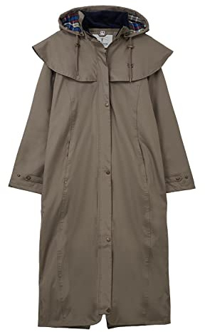 LightHouse Womens Outback Warm Waterproof Raincoat - Ladies Full Length Lined Windproof Outdoor Coat with Removable Hood - Fawn - 10