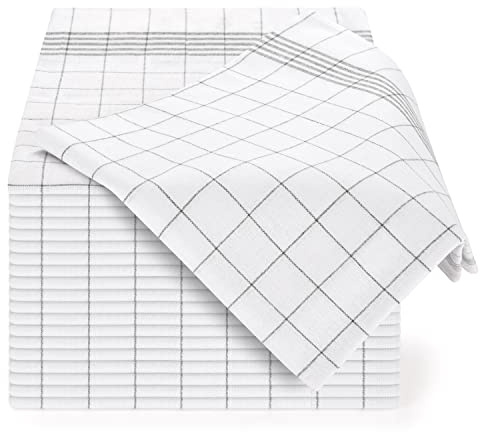 Blumtal 20er Set Premium Geschirrtücher - Hochwertige Geschirrtücher, 100% Baumwolle, grau kariert, 50x70cm