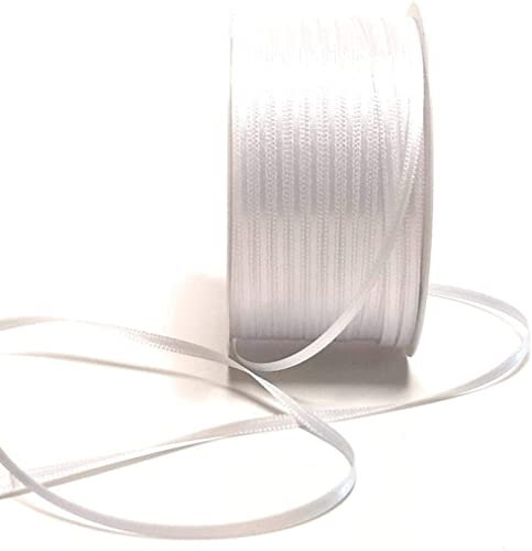 s.dekoda Satinband 50m x 3mm Weiß Schleifenband Dekoband Satin