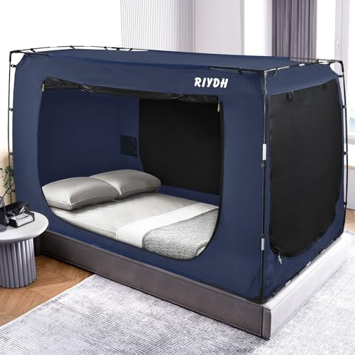 RIYDH Twin Size Bed Tent - Original Design Portable Dream Tent - 80% Blackout - 3 Doors - Breathable - Suitable for Adults and Kids - Ideal for Shared Rooms, Dorm Rooms, Travel