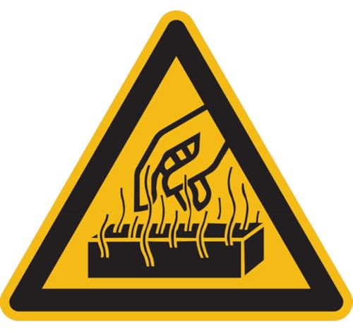 Dreifke® Warnschild, Warnung vor heißen Werkstoffen - praxisbewährt | Alu geprägt | 100mm, 1 Stk