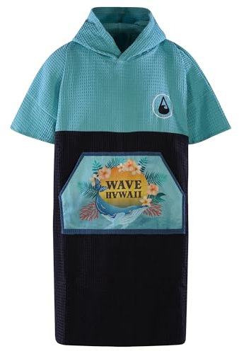 WAVE HAWAII Bade-Poncho Damen & Herren Pahoa | Größe L/XL, 170-200cm I 100% Baumwolle Surf-Poncho Erwachsene | Travel-Handtuch mit hoher Wasserabsorption | Umziehhilfe Strand Erwachsene