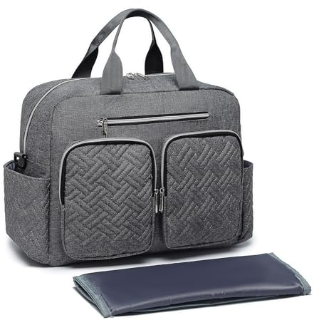 KONO Borsa Fasciatoio Passeggino Neonato, Grande Capacità e Impermeabile con Fasciatoio Portatile e Ganci Passeggini, Leggera per Viaggi Ospedale Parto Aereo, Ideale per Mamma e Papà