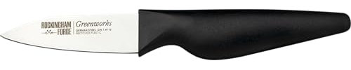 Rockingham Forge Greenworks Paring Knife 8cm Blade, Black Recycled Plastic, German Stainless Steel, Dishwasher Safe