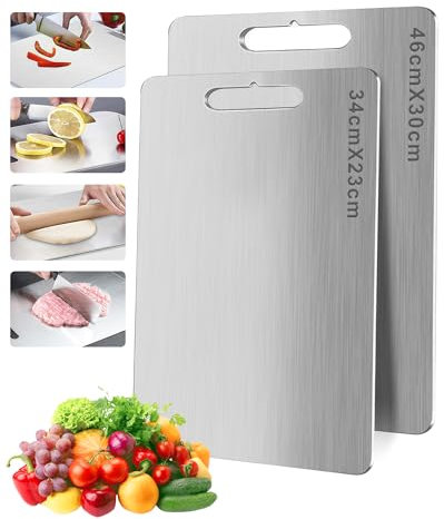Tita Schneidebret BPA-freies Beidseitiges Edelstahl-Schneidebrett, Antibakteriell & Nachhaltig – Vielseitig für Fleisch, Brot, Gemüse & Obst – Langlebig & Pflegeleicht N2