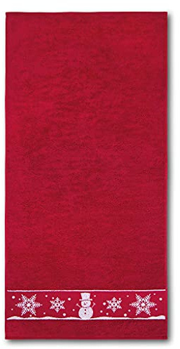 Dyckhoff Frottierserie 'Schneemann' Handtuch 50 x 100 cm Granat - Rot