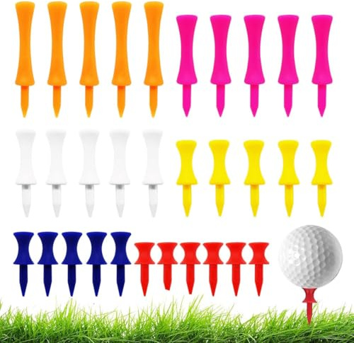 LACHT Tee da Golf Professional 30 Pezzi, Golf Tees, tè da Golf in plastica, Controllo Professionale dell'altezza, Lungo Corto Colore Misto Allenamento di Golfisti,32mm/38mm/45mm/51mm/57mm/70mm