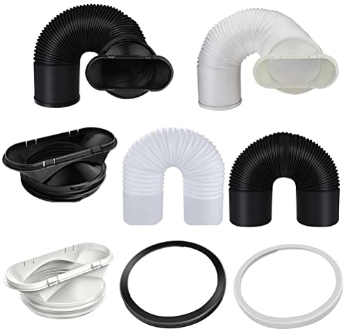 Syrisora Manguera De Escape Flexible Tubo De Escape, Manguera De Escape Flexible para Dispositivos de Aire Acondicionado Móvil Torneado Secador (Interfaz Blanca [15cm])