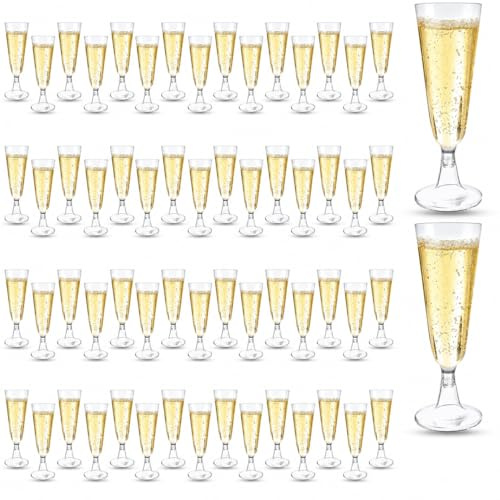 lafo 60 stycken champagneglas plast återanvändbara – 160 ml champagneglas av plast, klara bröllop champagneglas, återanvändbara partyglas för bröllop, födelsedag, oktoberfest