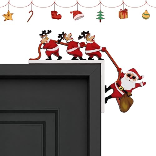 LXONTSG Decoración de Esquina de Puerta Navideña, Decoración Marco de Puerta Hogar, Adorno Navideño para Puerta de Madera, con Adhesivo, para Ventana Pared Marco de Fotos Deco (A)