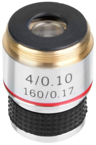 BRRNOO Mikroskopobjektiv, Biologisches Mikroskop, Achromatische Objektive, Mikroskopobjektiv mit Einer Kompakten Länge von 30,5 Mm, Optische Linse aus Aluminiumlegierung, Achromatische Objektivlinse