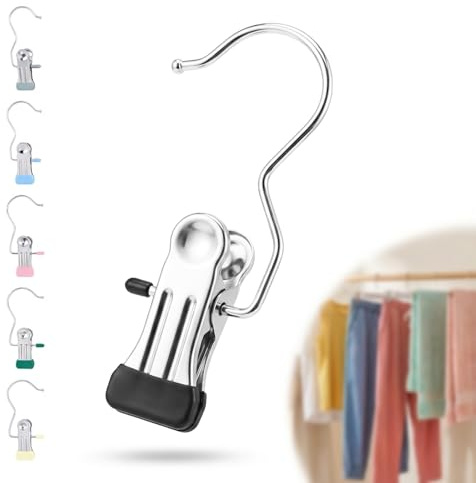 24 Pcs Heavy Duty Trouser Hangers with Clips | Portable, space-saving, non-slip coated clips. Ideal for jeans, pants, skirts, closet storage and travel.