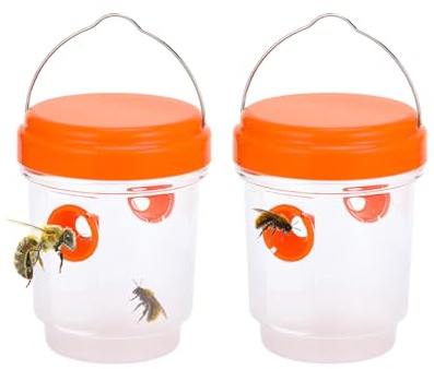 Hitopin Trappola per vespe insetti, trappola per calabrone asiatico, Trappola viva ecologica da appendere, Trappola Calabroni Bottiglia Da Appendere, per giardino balcone esterno(2*Arancione)