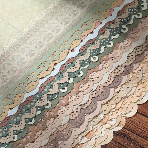 30 Pcs Lace Edged Vintage Scrapbook Paper, Assorted Set Scrapbooking Supplies & Accessories for Junk Journals, Decorative Pattern Paper Textured Cardstock for Planner Holiday Cardmaking DIY Crafts