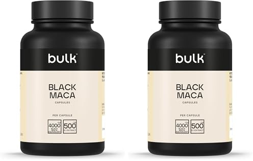 Bulk Maca Nera in Capsule 4000 mg, 4000 mg, ginseng peruviano, 90 Capsule, 22 porzioni (Confezione da 2)
