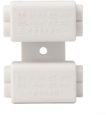 ZK-1306 kabelkontakt 60 A 400 V fördelningsblock 2-polig T-klämma för 1–6 mm² tråd industri verkstad trädgård elinstallation robust