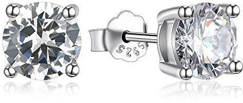 Ohrringe 925 Sterling Silber mit Zirkonia Diamant Form Allergiefrei für Damen Herren (7 mm)