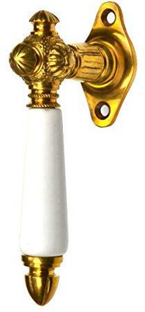 Poignée de fenêtre antique | Olive de fenêtre dans le style des fondateurs – Laiton patiné avec poignée en porcelaine – Modèle 1899 – Fabriqué à la main selon le modèle historique