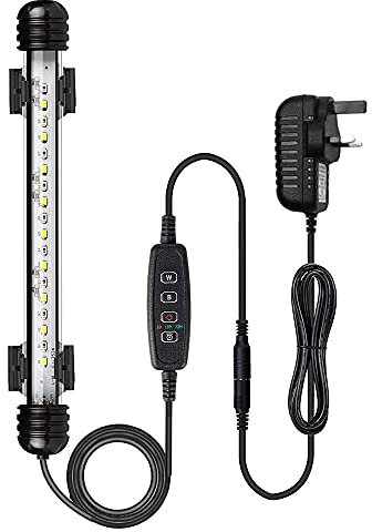 VARMHUS LED Aquarium Light, Color Changing Submersible Fish Tank Light with Timer for Sunrise and Sunset (18cm, Blue+White)