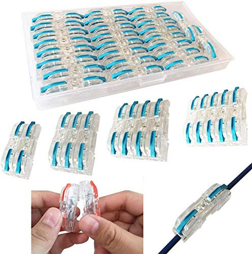 CTRICALVER 26 pcs SPL-1 Compact Wire Connectors, Conductor Wire Clamp Terminal Block with Levers for Solid, Stranded, and Flexible Wire Cables (Blue)