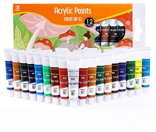 ESENG® Premium Acrylfarben Fruit AP-12, Set 12 Tuben x 12ml, Farbe für Holz, Leinwände und Keilrahmen, Perfekt geeignet für Anfänger, Bastler, Profis und Künstler