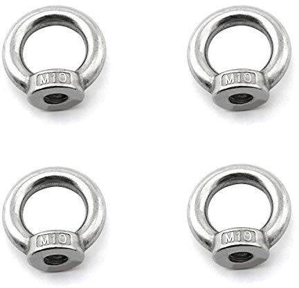 heyous 4pcs M10 304 Stainless Steel Ring Shape Lifting Eye Threaded Nut for Marine Hardware