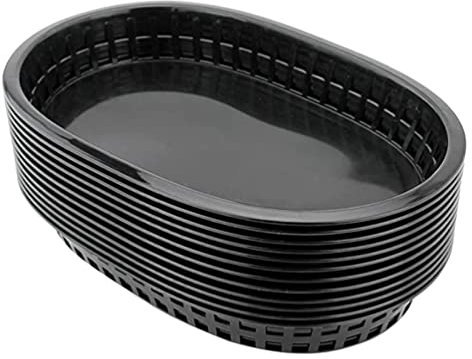 12 Unidades de Cestas de Comida Rápida Estilo Retro Cesta Ovalada de Plástico Roja para Restaurante Bandeja de Pan Hamburguesa Papas Fritas Bandeja para Fiesta Picnic Barbacoa