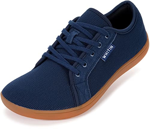WHITIN Men's Fashion Barefoot Sneakers Extra Wide Toe Box Low Drop Sole W81 Size 9W Minimus Casual Minimal Tennis Gym Shoes Training Walking Blue 42