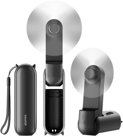 GAIATOP Tragbarer Ventilator Hand Ventilatoren, 3-in-1 Mini Ventilator [Max. 17H Kühlzeit] mit Powerbank, USB-wiederaufladbar für Reisen, Konzerte, Make-up, Sommer Geschenke für Frauen Mädchen Schwarz