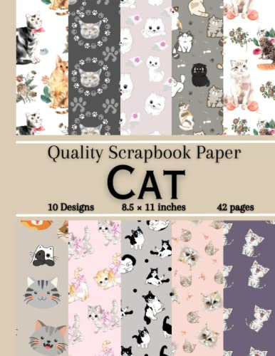 Cat Scrapbook Paper: Cute Pet-Inspired Craft Paper Pad Supplies, 8.5×11, 20 Decorative Double Sided Sheets for Scrapbooking