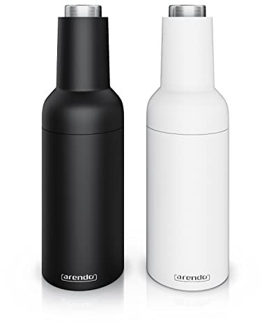 Arendo - Set di 2 Macina Sale e Pepe Elettrico - Macinapepe e Macinasale automatico a Batteria - in ceramica regolabile - adatto anche per peperoncino coriandolo ecc.