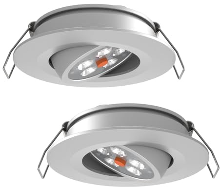 acegoo svängbara downlights 12V för båt skåpbil husbil infälld taklampa LED-spotlight 12 volt, 35° strålvinkel vertikal 70° justering diameter 74 mm Inbyggd dimmer och rött ljus Silver 3000K