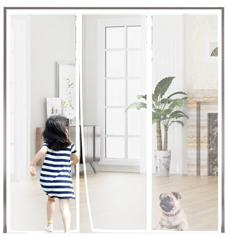 Magnetic Mosquito Net 200x260cm Anti Insect Mosquito Net Bed Free Punch Doors for Balconies, French Doors White