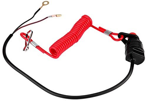 Interrupteur D'arrêt du Moteur, Tondeuses à Gazon Hors-bord Universelles pour Moto, Interrupteur D'arrêt D'urgence du Moteur avec Cordon D'attache pour la Plupart des VTT et
