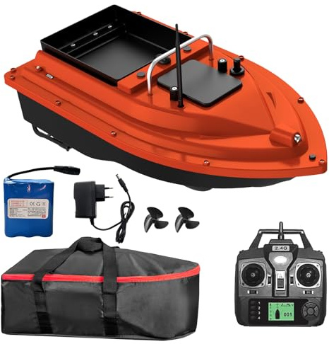 Kavolet Bateau à appât télécommandé - 500 m - GPS - 2 kg - Charge de nuit - Avec grand récipient à appât - Batterie rechargeable de 18 000 mAh