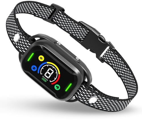 Collier Chien Anti Aboiement Vibration - Sons Rechargeable Etanche 3 Modes Stimulation, Niveaux RéglablesCollier Anti Aboiement Chiens,Collier Vibration,Modes Son/Vibration/Vibration Forte, Détection