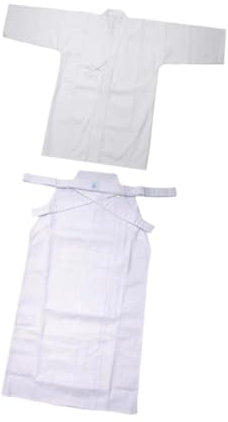 Perfeclan Japanisches Kendo-Uniform-Set Dobok Ninjas Iaido Erwachsene Kendo-Outfit Kimono Hakama, Weiß und Weiß, 170CM