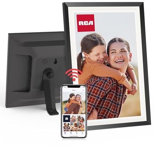RCA 10.1” WiFi Digital Picture Frame, Electronic Photo Frames 32GB Storage, HD IPS Touch Screen WiFi Frame/Auto Rotate/Wall Mounted, Easy Setup in Uhale App to Share Photo/Video Anytime (Black)