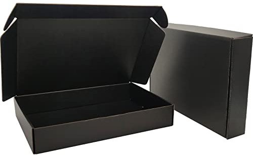 Cenoid 25 Cajas de Cartón para Envíos 28 x 20 x 5 cm Cajas Carton Negro Pequeñas para Regalo Embalaje con Tapa