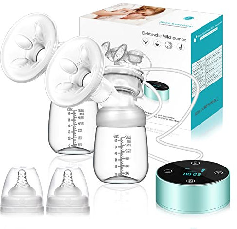 PiAEK Milchpumpe,Elektrische Milchpumpe Doppel Milchpumpe 3 Modi und 10 Saugstufen Wiederaufladbare BrustpumpeMuttermilch Abpumpen,BPA-freiLED-Touchscreen 1
