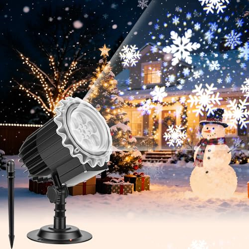 LustLocke Projecteur Noel Exterieur Effet 3D, Projecteur LED de Noël À Flocons de Neige, Éclairage de Noël Étanche, pour Jardin, Maison, Mur, Fête, Cour