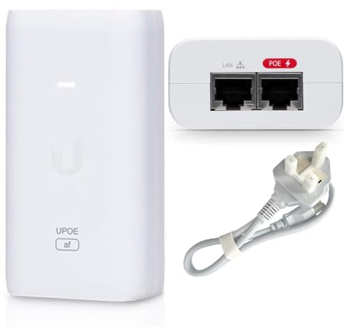 Ubiquiti U-POE V2, U-POE-af Instant 802.3 af 48V 15W Power POE Injector with TOMAN V2 UK Adapter plug (colours may vary) (New)