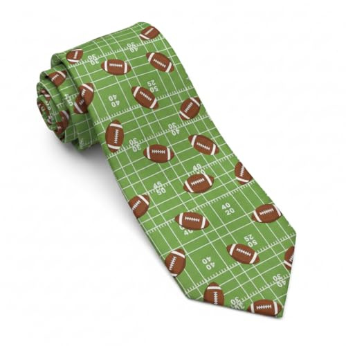 WOAIDY Men's Novelty American Football Field Tie Fun Necktie Husband Father Ties Formal Business Wedding
