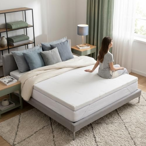 Caleffi - Topper Matrimoniale Memory Foam 160x190 - Topper in Memory 6 cm – Elastici agli Angoli e Tessuto Sfoderabile Antibatterico - Copri Materasso Fresco e Rinfrescante - Made in Italy