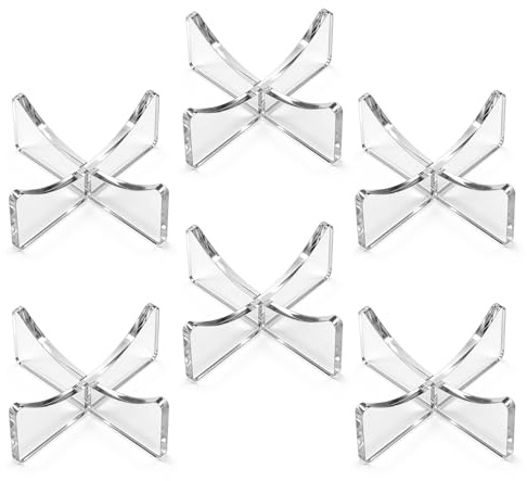 6 Pack Acrylic Basketball Stand, Display Stands Holder for Ball Football Basketball Soccer Volleyball Rugby, Clear Case Rack for Trophy Memorabilia Showcase, Sports Collectibles in Home Office Store