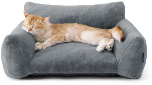 Bedsure Cat Sofa Bed Large - Cat Bed for Indoor Pets, 61x46x25cm, Dark Grey